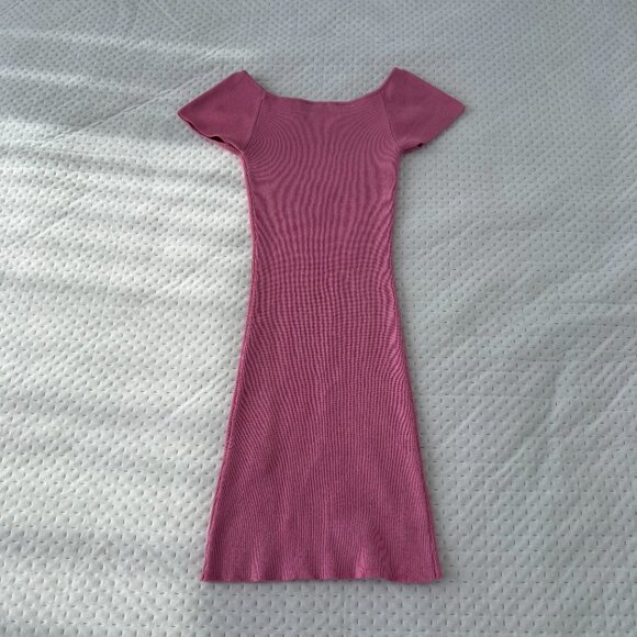 DYNAMITE OFF THE SHOULDER KNIT MINI PINK BARBIE DRESS XXS - Picture 5 of 5